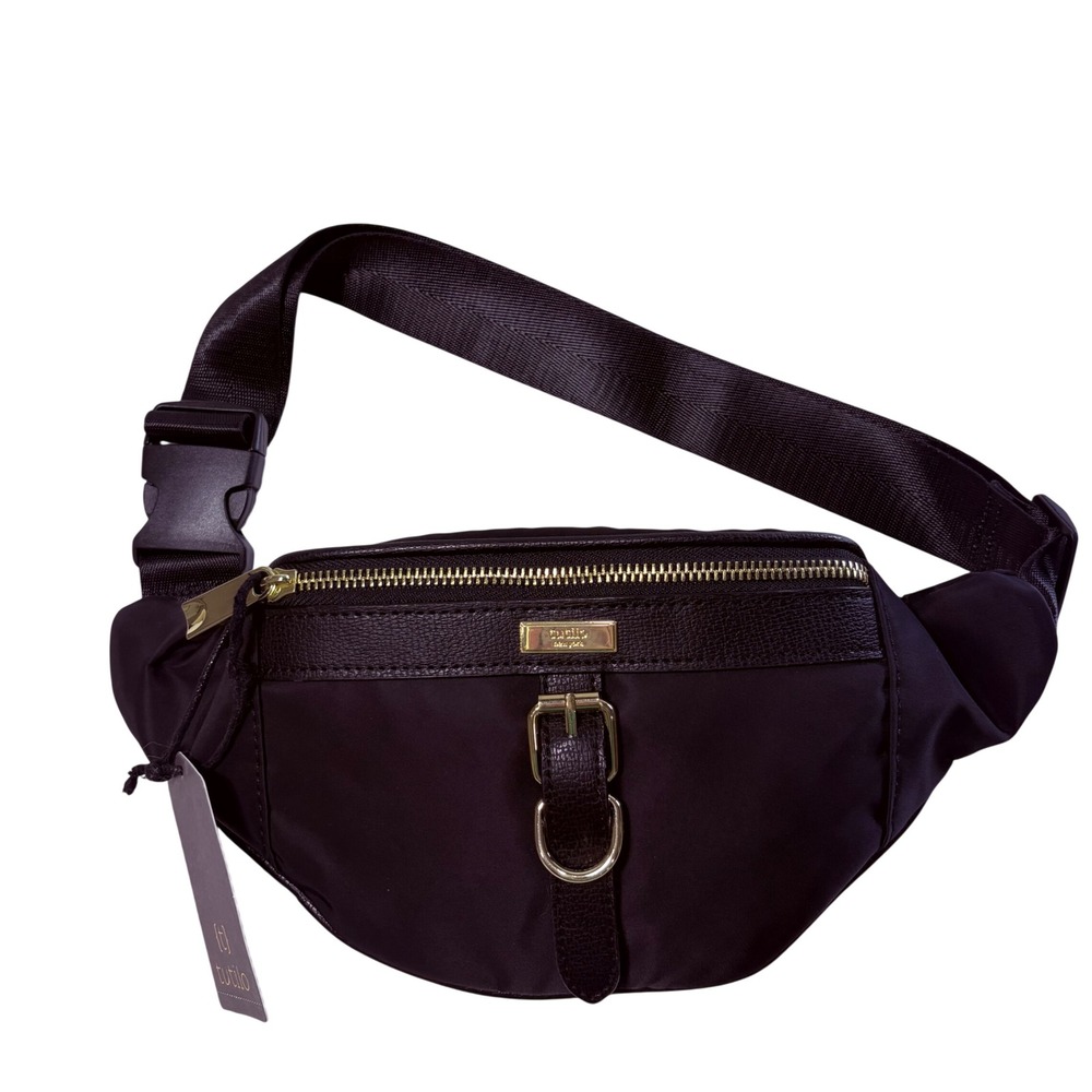 Tutilo New York Black Nylon Belt Bag Gold Hardware Fanny‎ Pack NWT